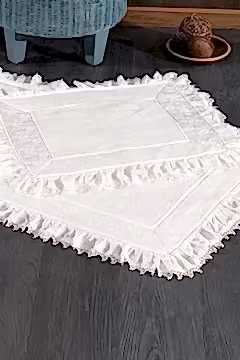 Alina Dantelli ve Nakışlı 2'li Paspas Set (60 x 100 cm) - Nazik Home - Yuvama Değer!