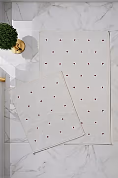 Amore Kalp Nakışlı 2'li Paspas Set (60 x 100 cm)