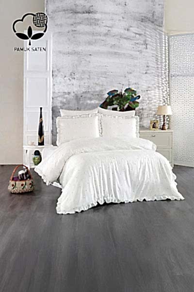 Amore Pamuk Saten Çift Kişilik Kalpli Nevresim Takımı - Nazik Home - Yuvama Değer!