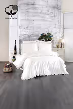 Amore Pamuk Saten Çift Kişilik Kalpli Nevresim Takımı - Nazik Home - Yuvama Değer!