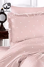 Amore Pamuk Saten Çift Kişilik Kalpli Nevresim Takımı - Nazik Home - Yuvama Değer!