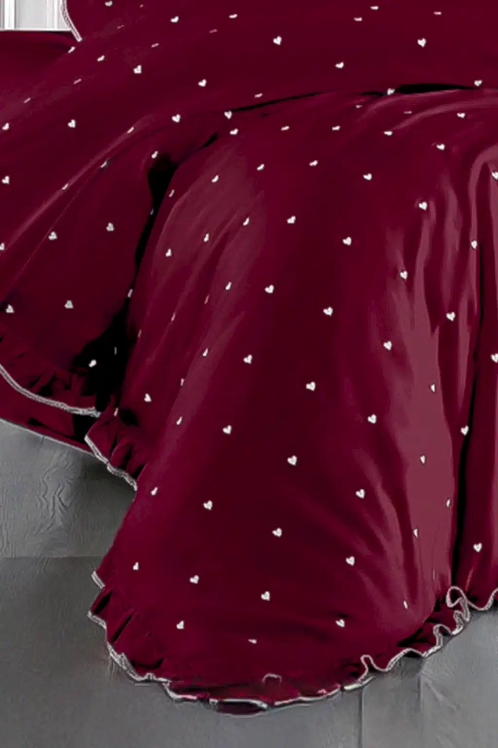 Amore Pamuk Saten Çift Kişilik Kalpli Nevresim Takımı - Nazik Home - Yuvama Değer!