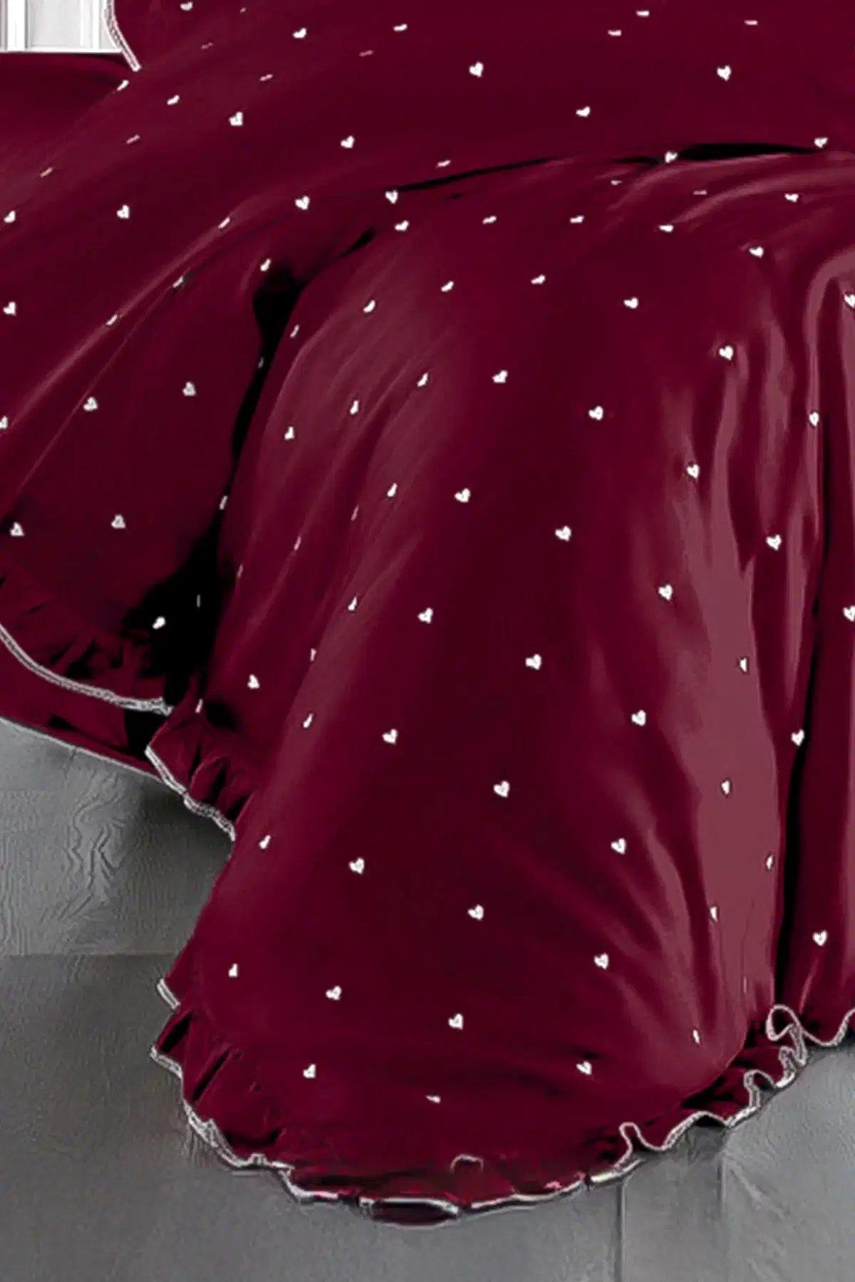 Amore Pamuk Saten Çift Kişilik Kalpli Nevresim Takımı - Nazik Home - Yuvama Değer!