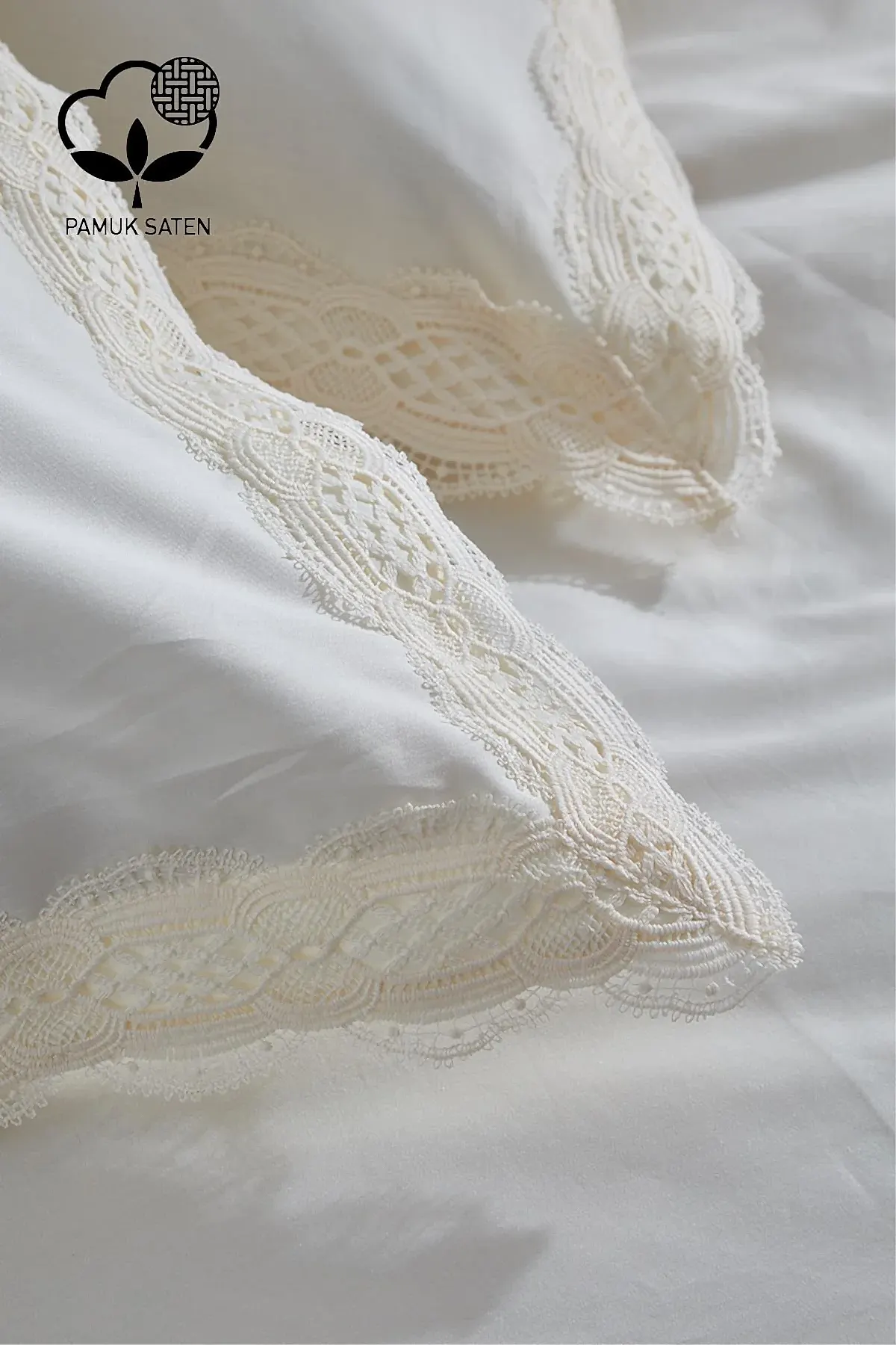 Asel 300 TC Dantelli Pamuk Saten Süper King Size 6 Parça Nevresim Takımı - Nazik Home - Yuvama Değer!