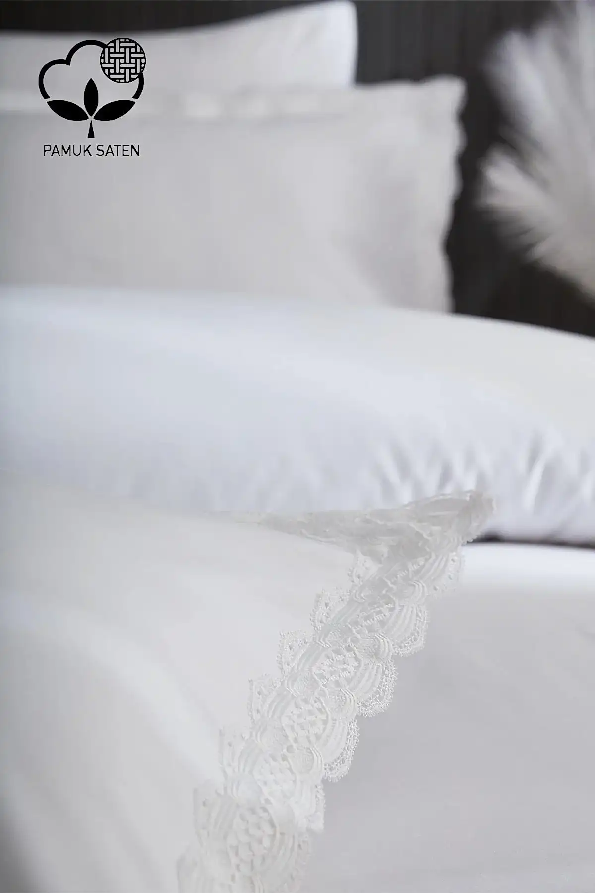 Asel 300 TC Dantelli Pamuk Saten Süper King Size 6 Parça Nevresim Takımı - Nazik Home - Yuvama Değer!