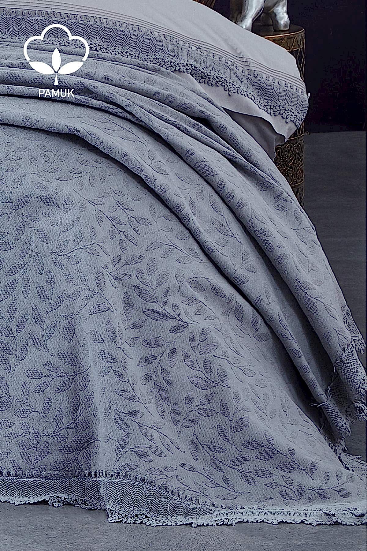 Cadiz Dantelli Çift Kişilik 7 Parça Nevresim + Pike Set - Nazik Home - Yuvama Değer!