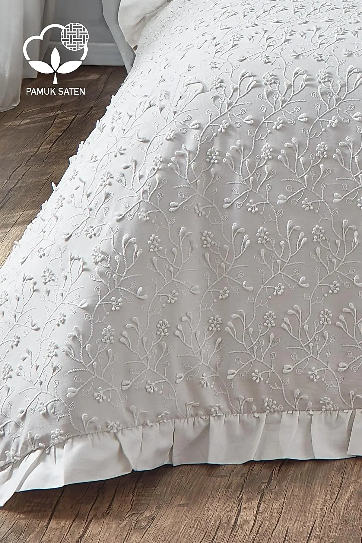 Celine İşlemeli Pamuk Saten King Size 6 Parça Nevresim Takımı - Nazik Home - Yuvama Değer!