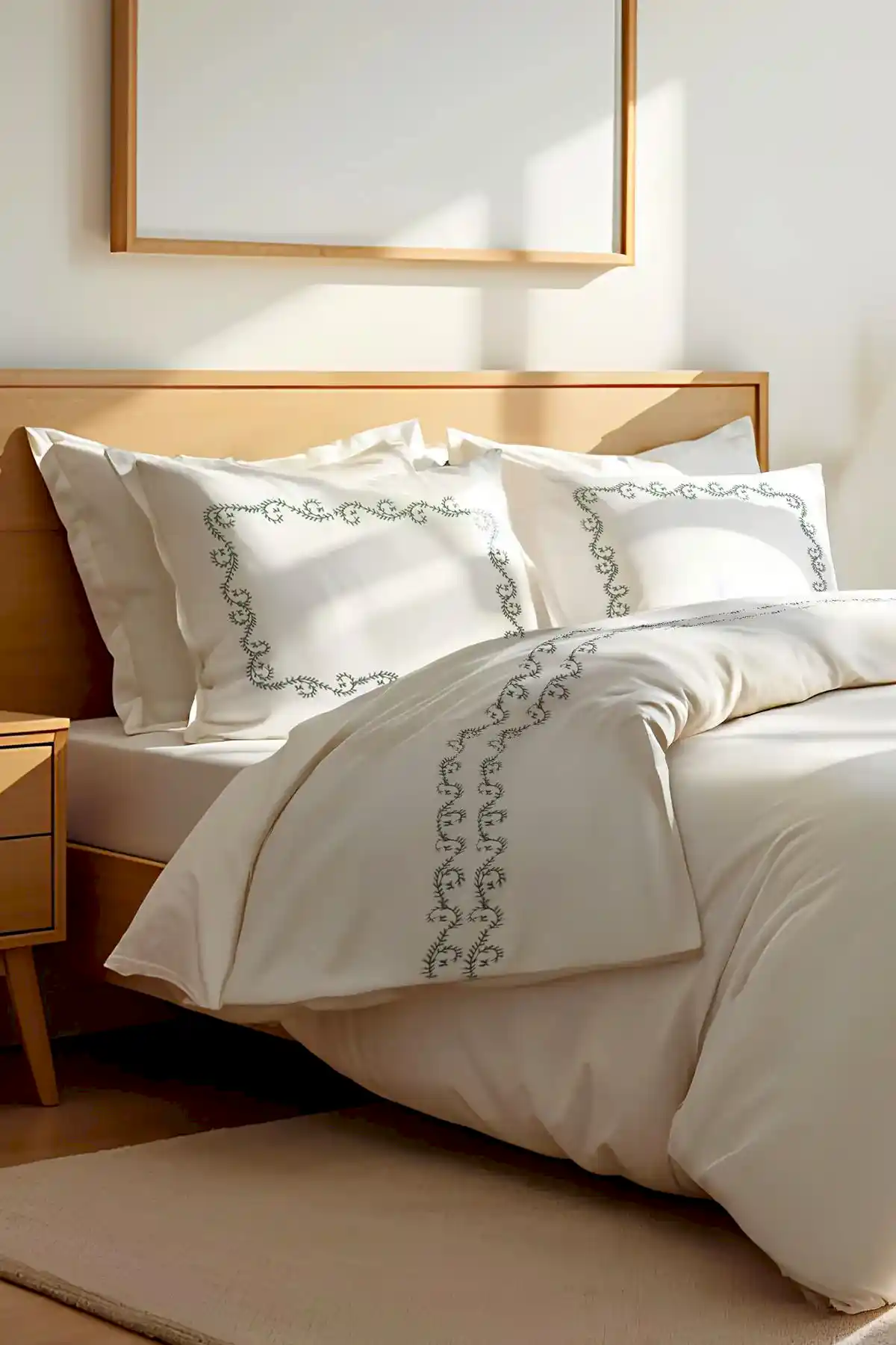 Çınar Desenli Pamuk Saten Çift Kişilik 6 Parça Nevresim Takımı - Nazik Home - Yuvama Değer!