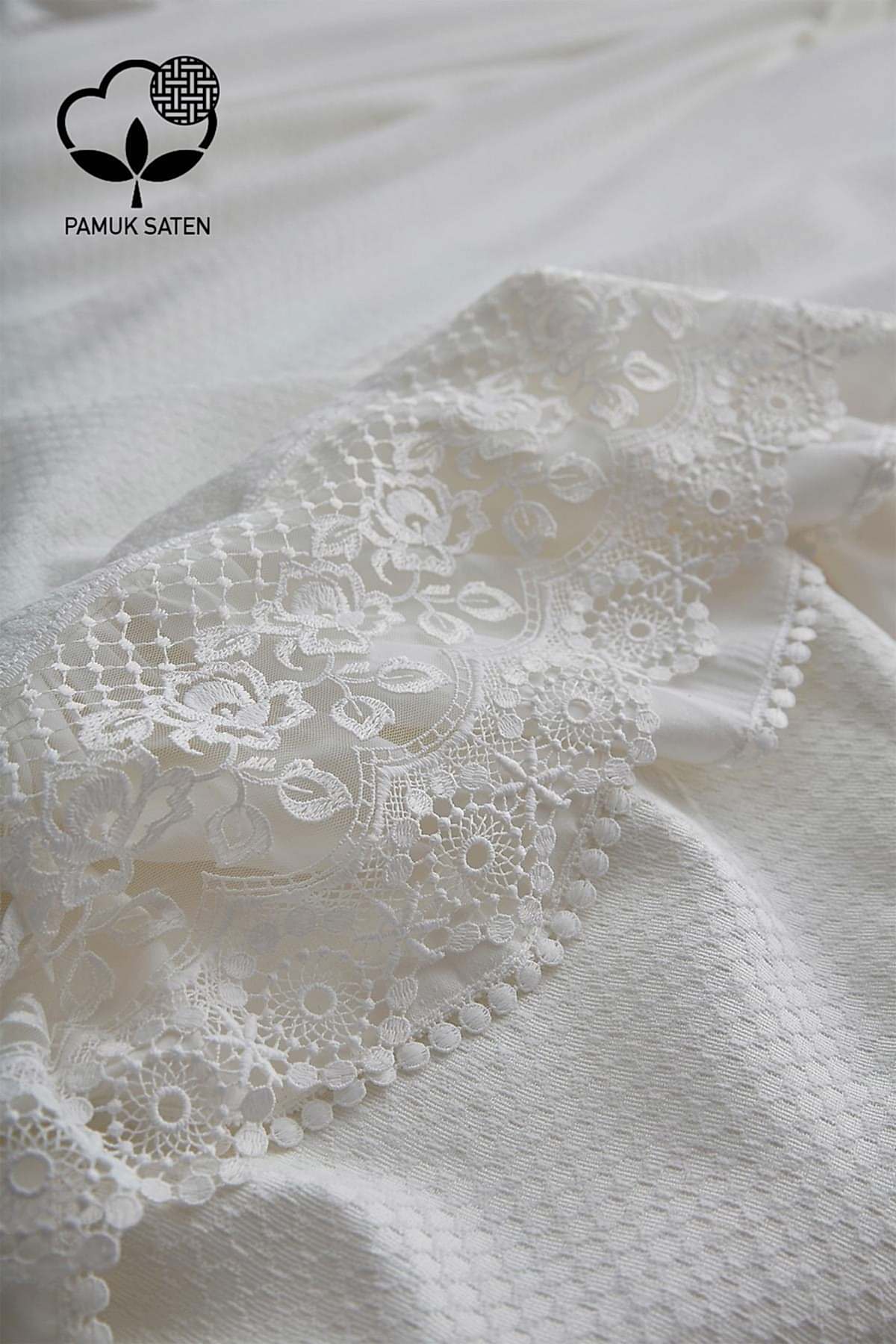 Espina Dantelli Çift Kişilik 7 Parça Nevresim + Pike Set - Nazik Home - Yuvama Değer!