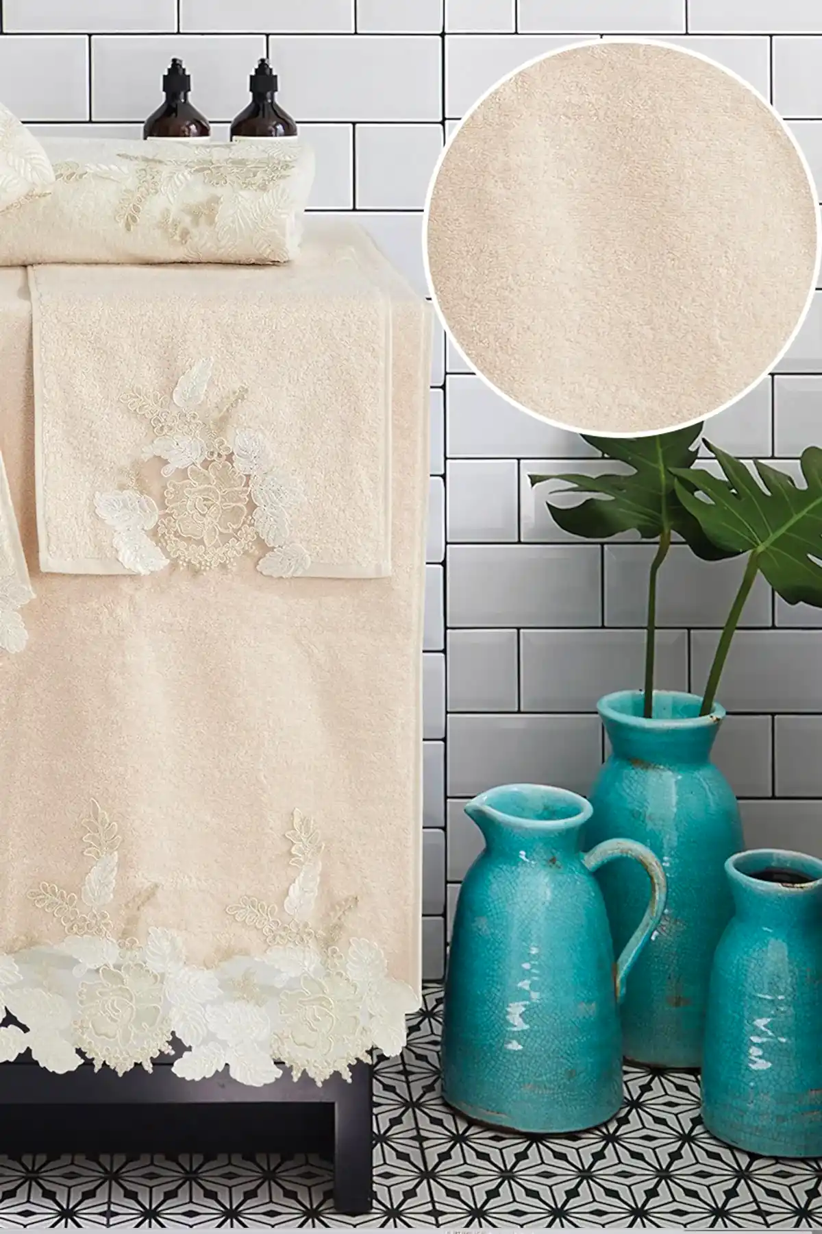 Floransa Dantelli Banyo Havlusu (90 x 150 cm)