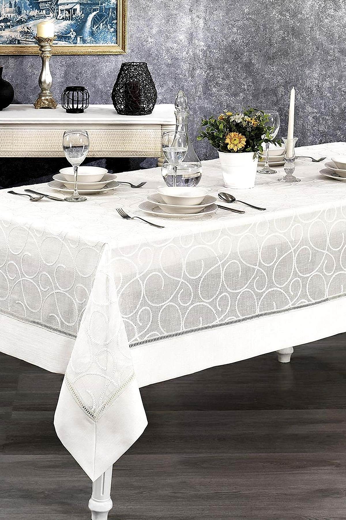 Glory Leke Tutmaz Dertsiz Masa Örtüsü (160 x 260 cm) - Nazik Home - Yuvama Değer!