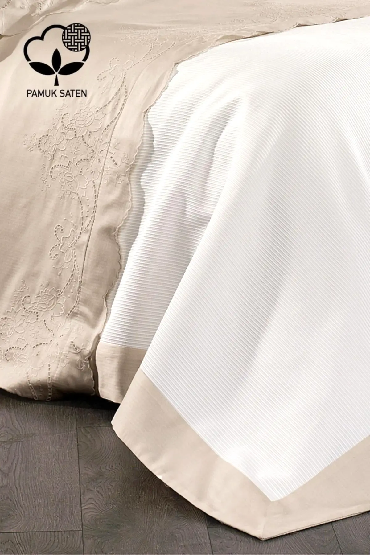 Hanedan İşlemeli Çift Kişilik 7 Parça Nevresim + Pike Set - Nazik Home - Yuvama Değer!