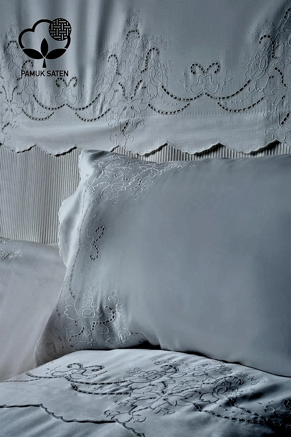 Hanedan İşlemeli Çift Kişilik 7 Parça Nevresim + Pike Set - Nazik Home - Yuvama Değer!