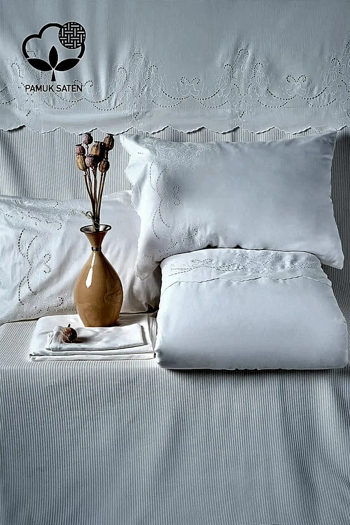 Hanedan İşlemeli Süper King Size 7 Parça Nevresim + Pike Set - Nazik Home - Yuvama Değer!