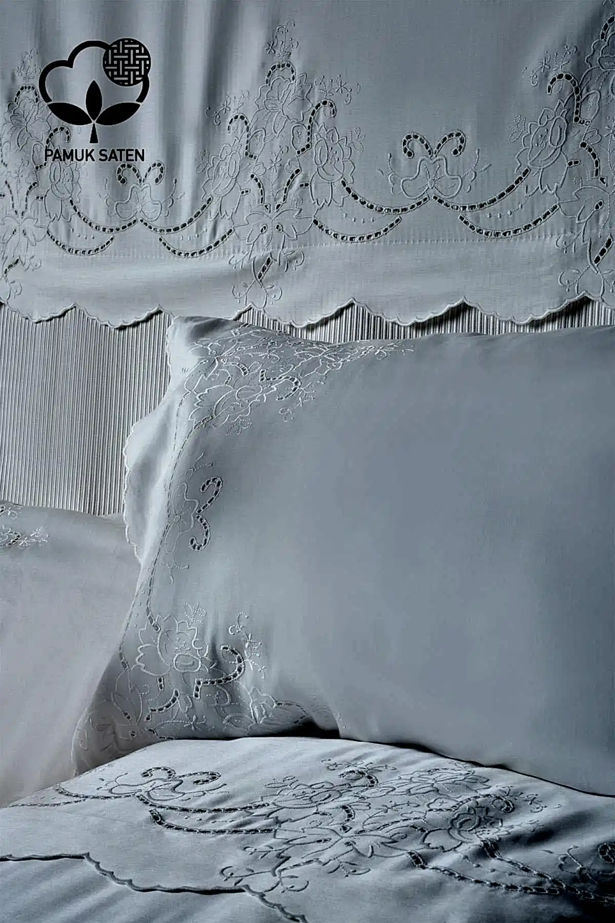 Hanedan İşlemeli Süper King Size 7 Parça Nevresim + Pike Set - Nazik Home - Yuvama Değer!