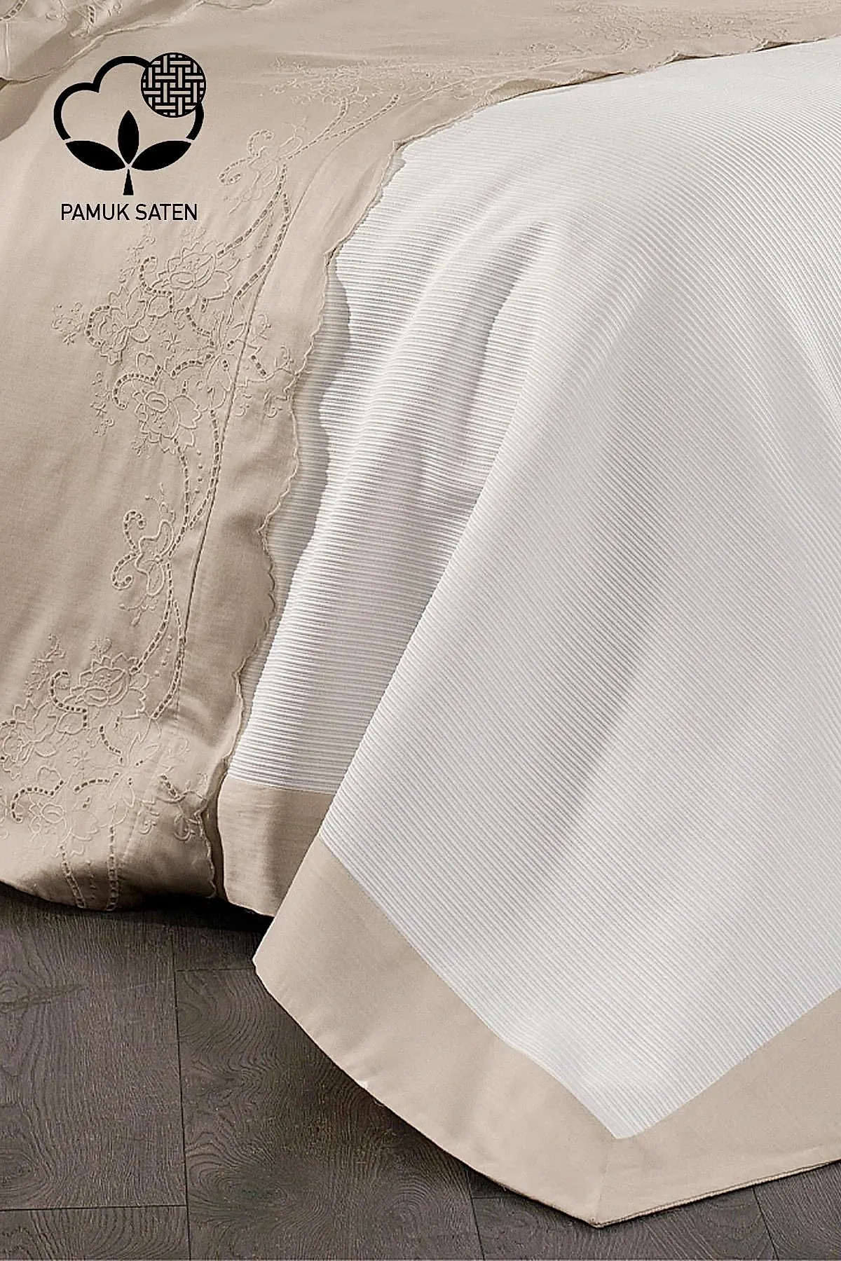 Hanedan İşlemeli Süper King Size 7 Parça Nevresim + Pike Set - Nazik Home - Yuvama Değer!