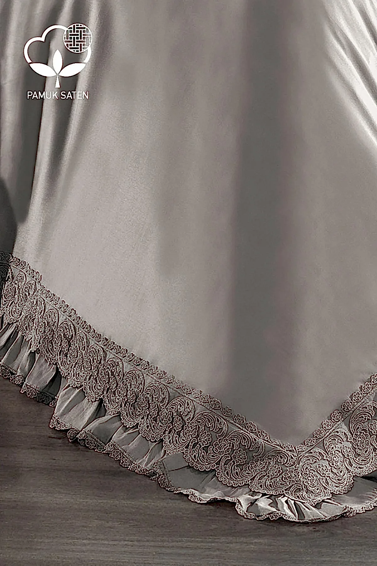 Helen Dantelli Organik Pamuk Saten Çift Kişilik Nevresim Takımı - Nazik Home - Yuvama Değer!