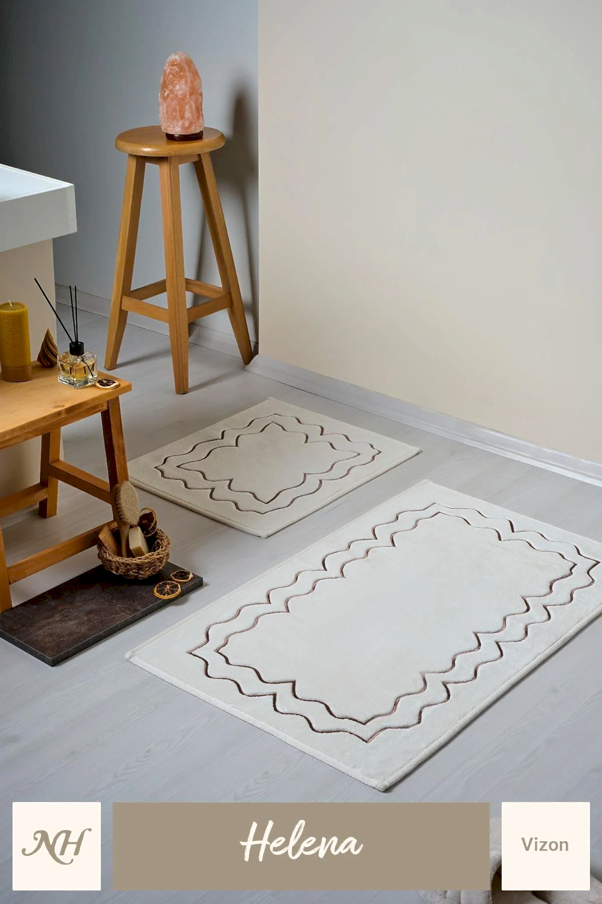 Helena Nakışlı 2'li Paspas Set (60 x 100 cm) - Nazik Home - Yuvama Değer!