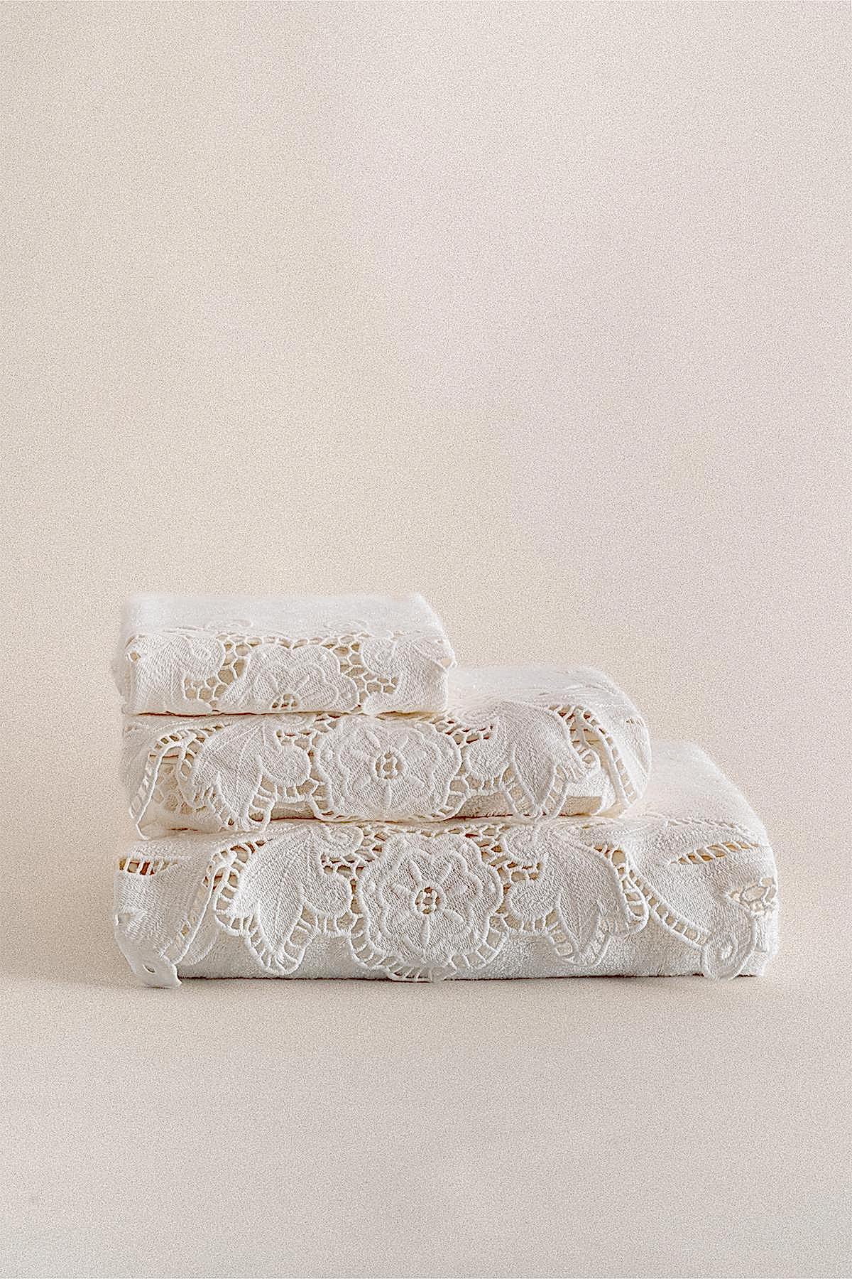 Hidiv Dantelli Banyo Havlusu (90 x 150 cm) - Nazik Home - Yuvama Değer!