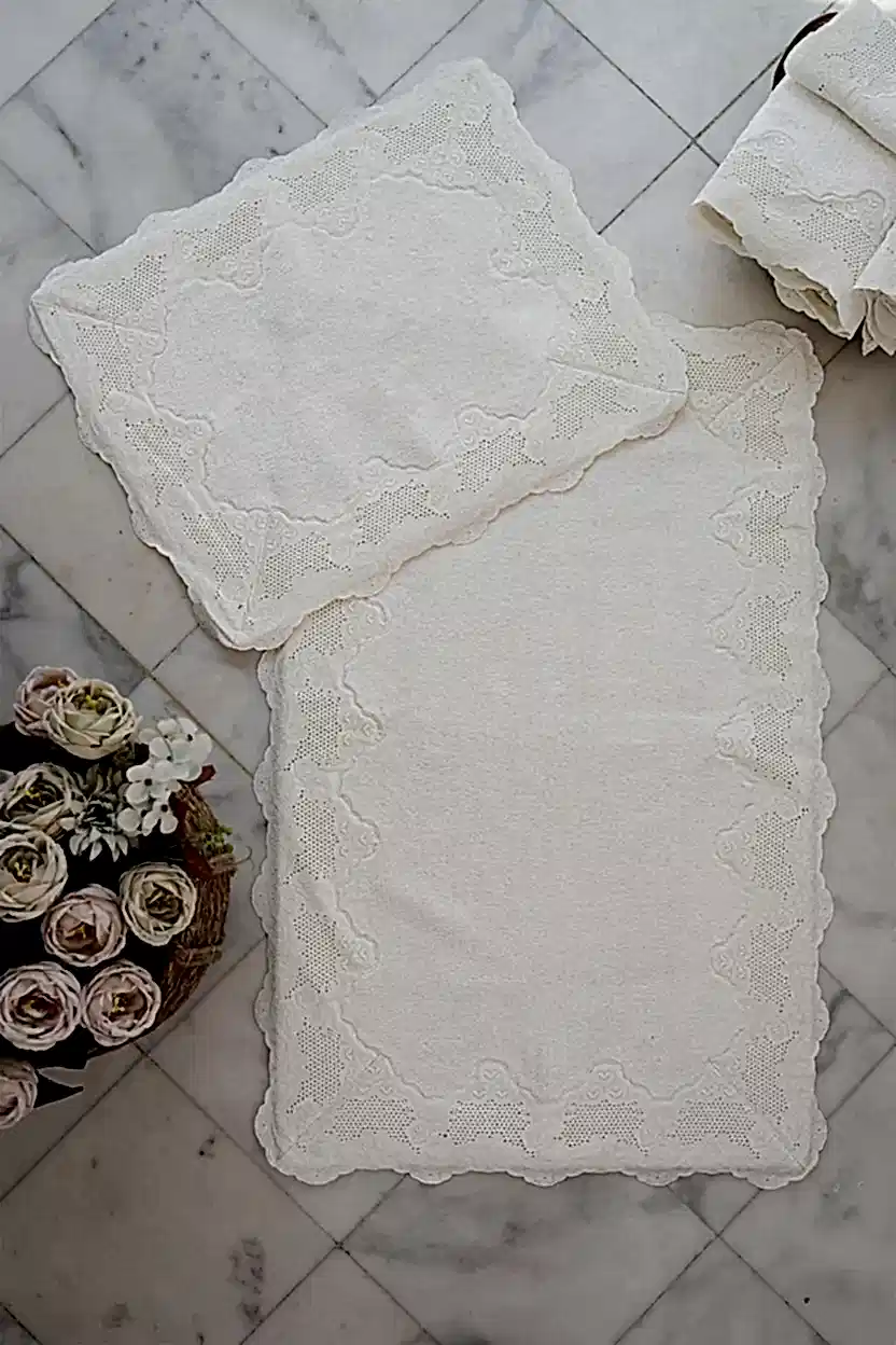 İris İşlemeli 2'li Paspas Set (60 x 100 cm)