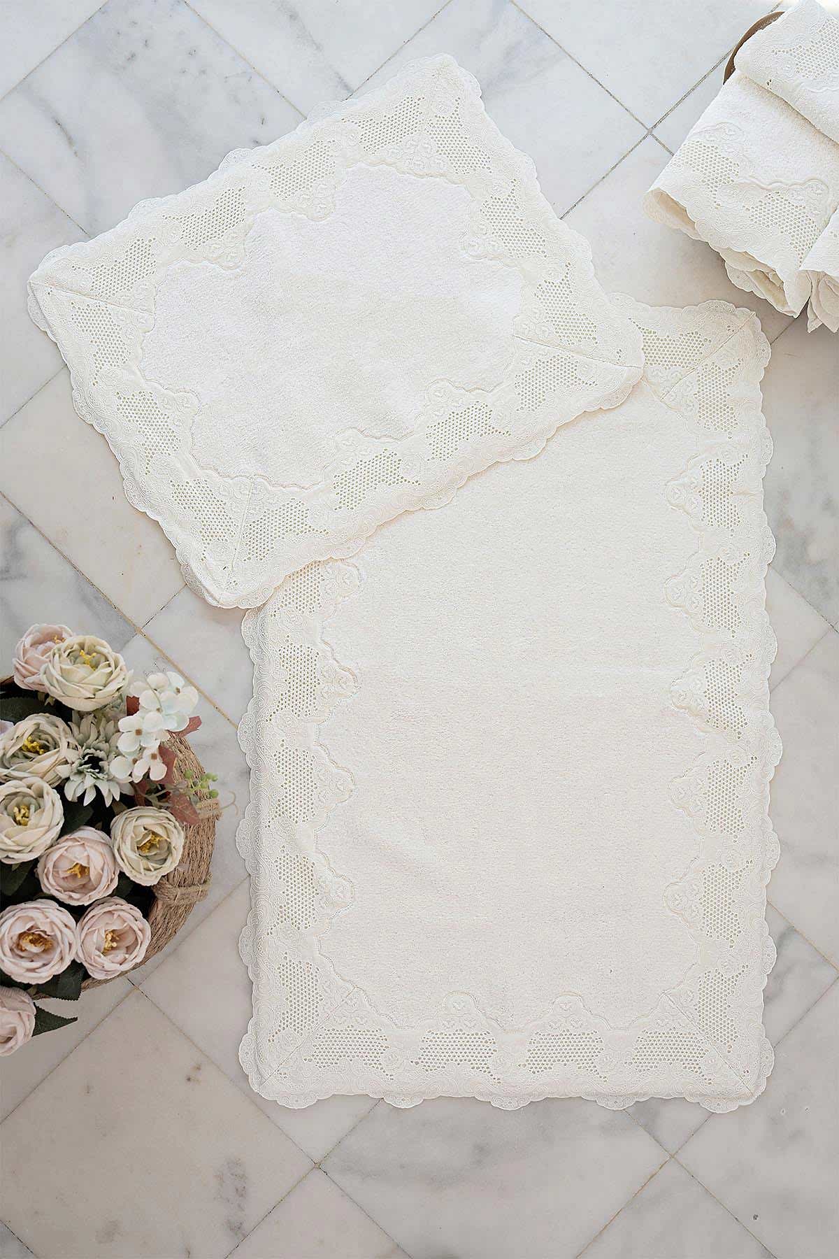 İris İşlemeli 2'li Paspas Set (60 x 100 cm)