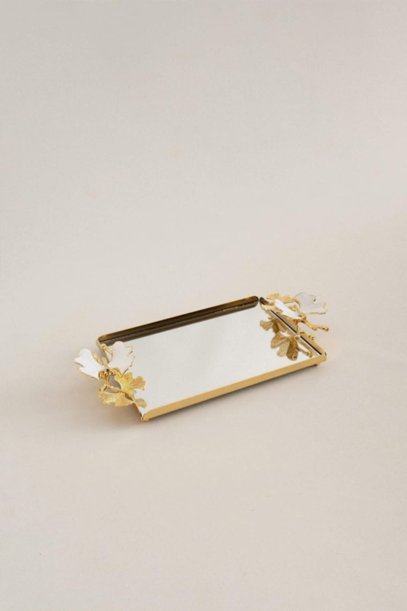 Laura Kelebek Kulplu Altın-Mine Küçük Tepsi (26 x 18 cm) - Nazik Home - Yuvama Değer!