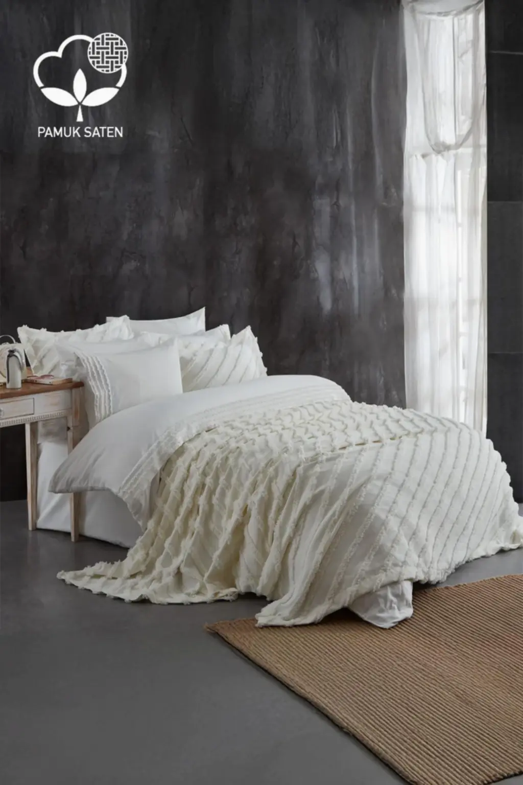 Lucas Pelüş Çift Kişilik 9 Parça Nevresim + Pike Set - Nazik Home - Yuvama Değer!