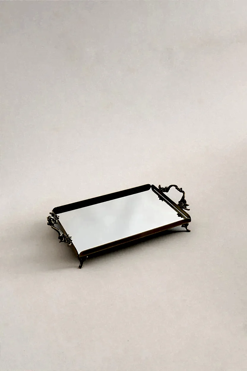 Mabel Zarif Kulplu Eskitme Küçük Tepsi (26 x 18 cm) - Nazik Home - Yuvama Değer!