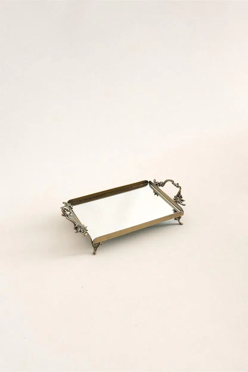 Mabel Zarif Kulplu Eskitme Mini Tepsi (25 x 15 cm) - Nazik Home - Yuvama Değer!