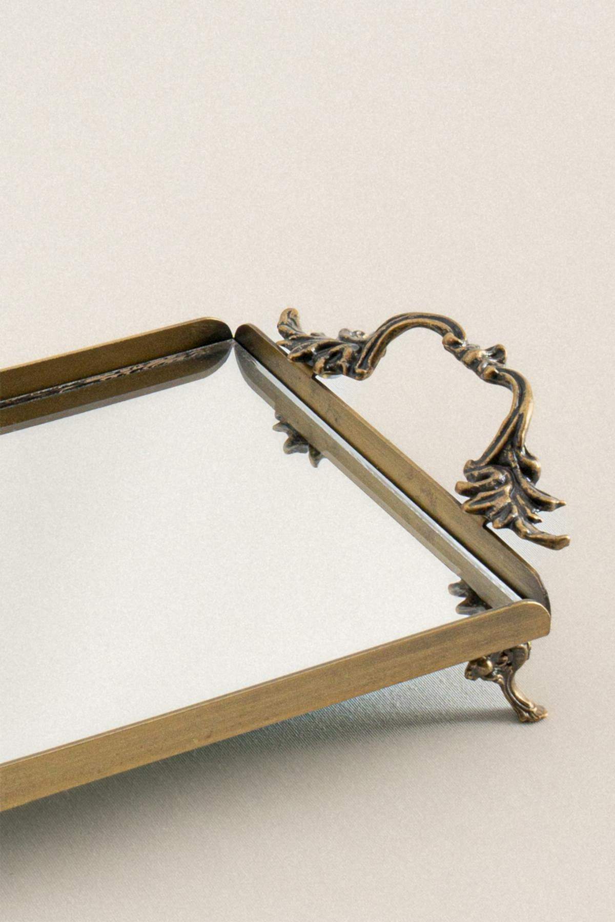 Mabel Zarif Kulplu Eskitme Mini Tepsi (25 x 15 cm) - Nazik Home - Yuvama Değer!