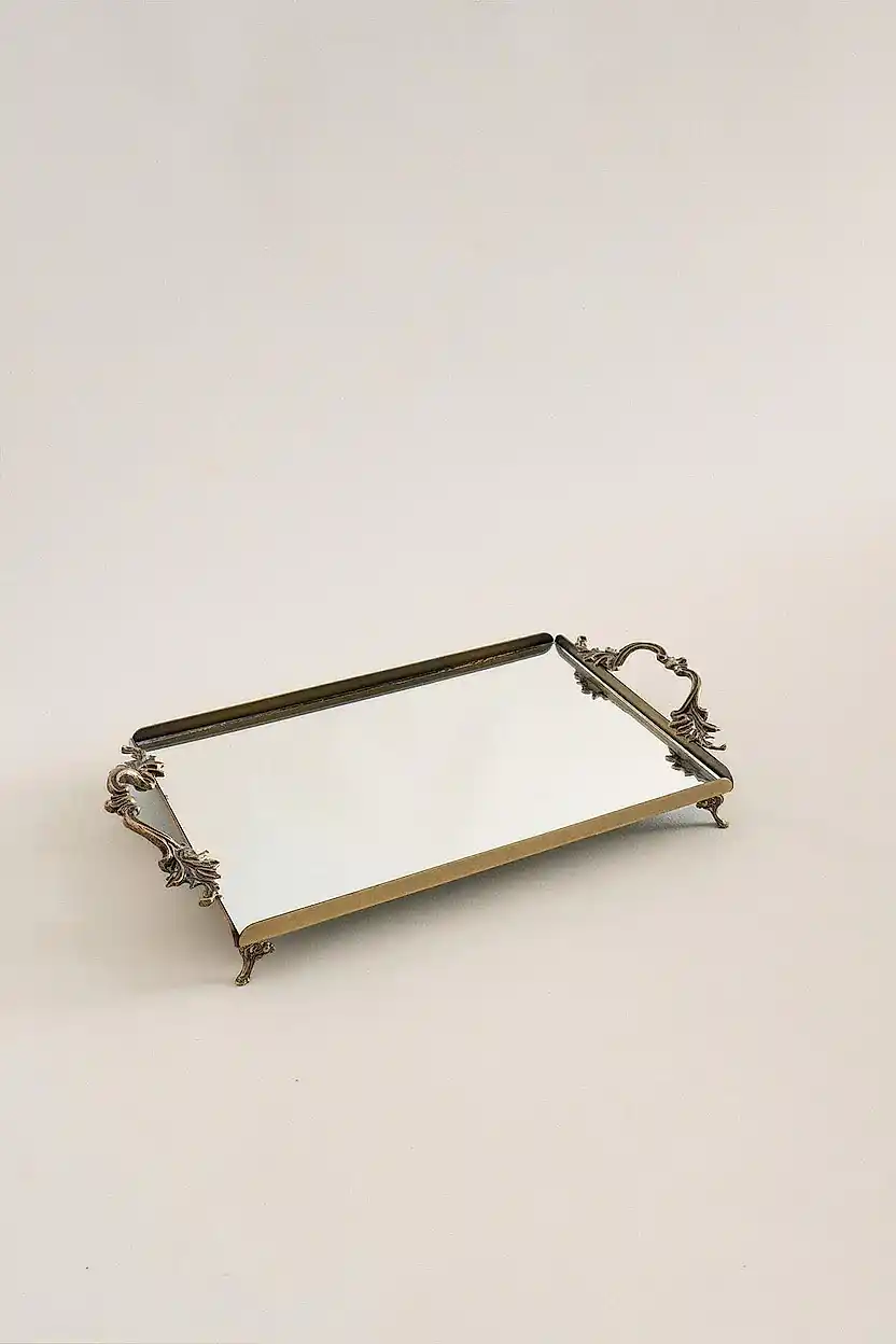 Mabel Zarif Kulplu Eskitme Orta Tepsi (32 x 22 cm) - Nazik Home - Yuvama Değer!