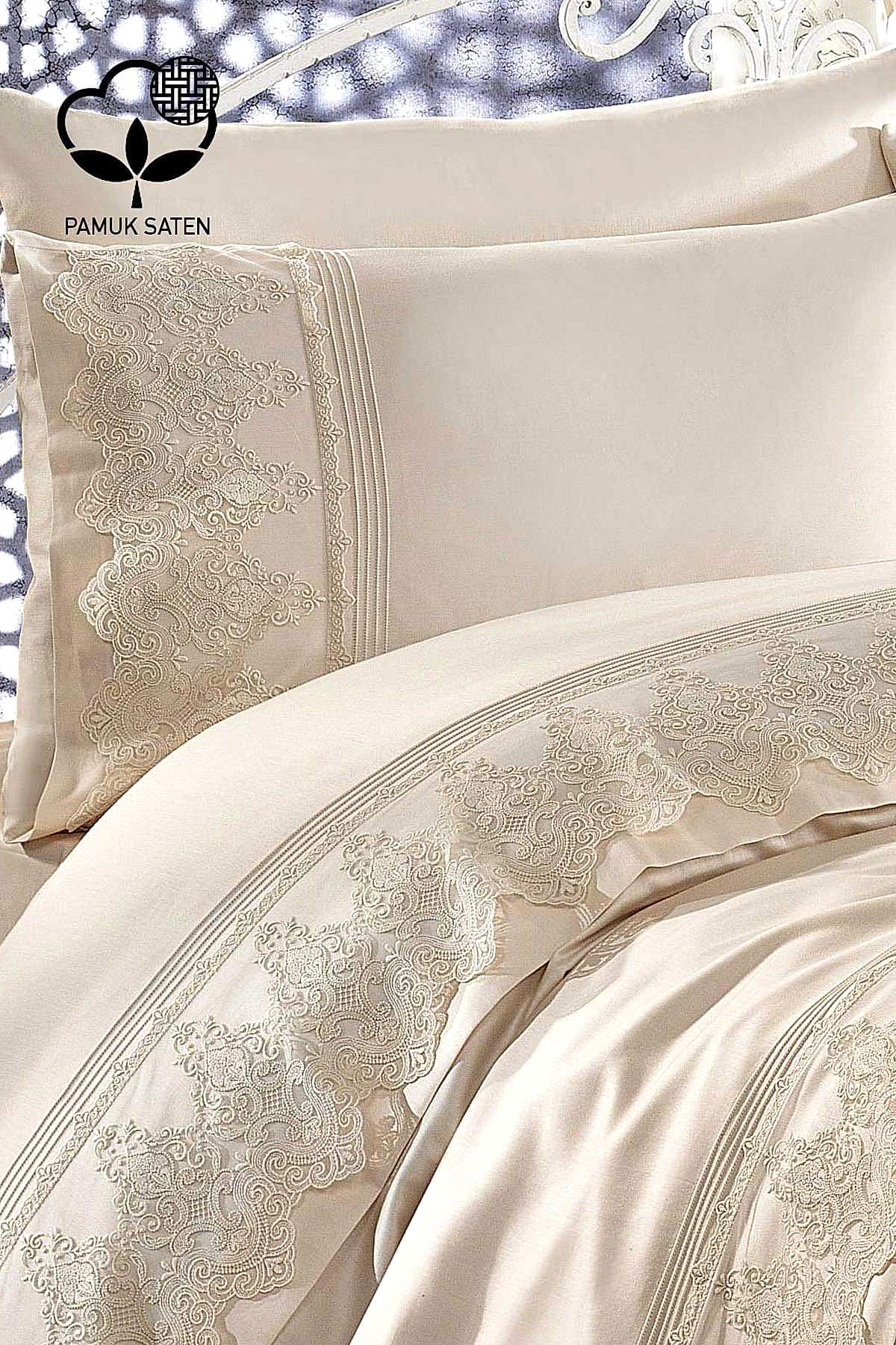 Marissa Güpürlü ve Jakarlı Pamuk Saten Pikeli Nevresim Takımı - Nazik Home - Yuvama Değer!