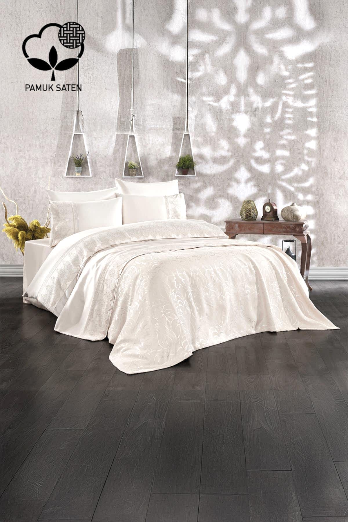 Marissa Güpürlü ve Jakarlı Pamuk Saten Pikeli Nevresim Takımı - Nazik Home - Yuvama Değer!