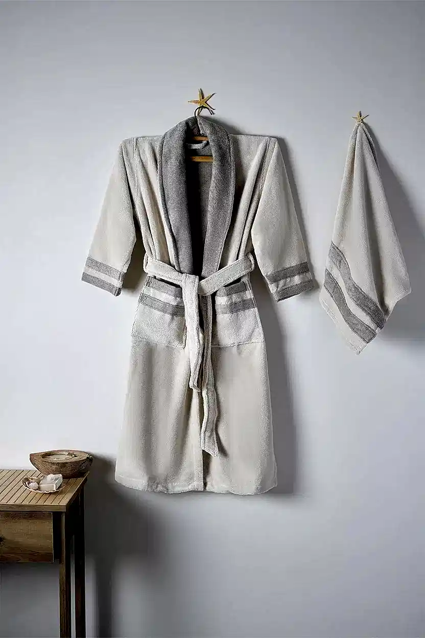 Marla Erkek Pamuklu Bornoz Seti - Nazik Home - Yuvama Değer!