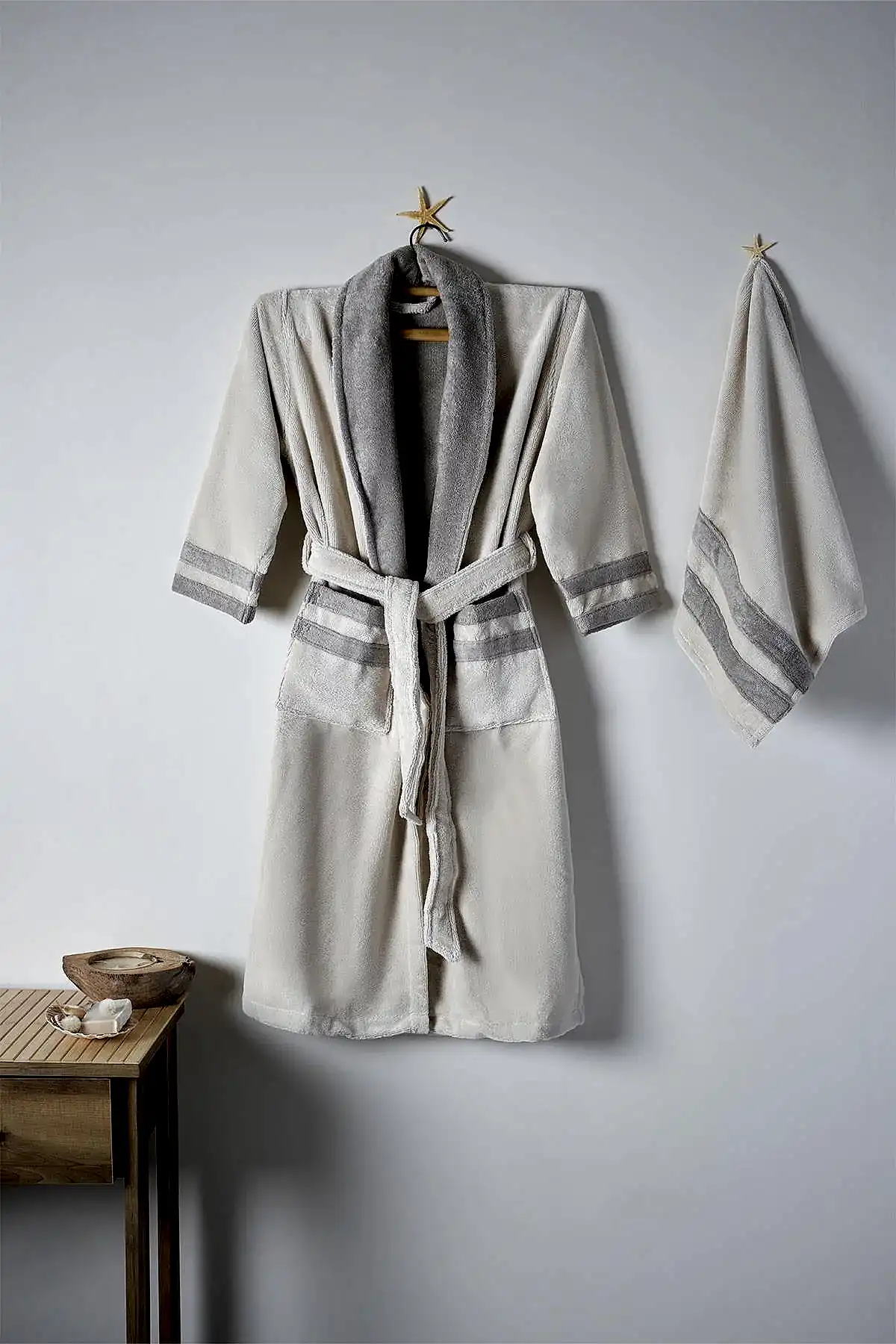 Marla Erkek Pamuklu Bornoz Seti - Nazik Home - Yuvama Değer!