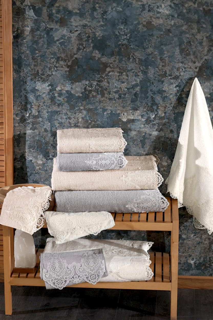 Marry Dantelli Banyo Havlusu (90 x 150 cm) - Nazik Home - Yuvama Değer!