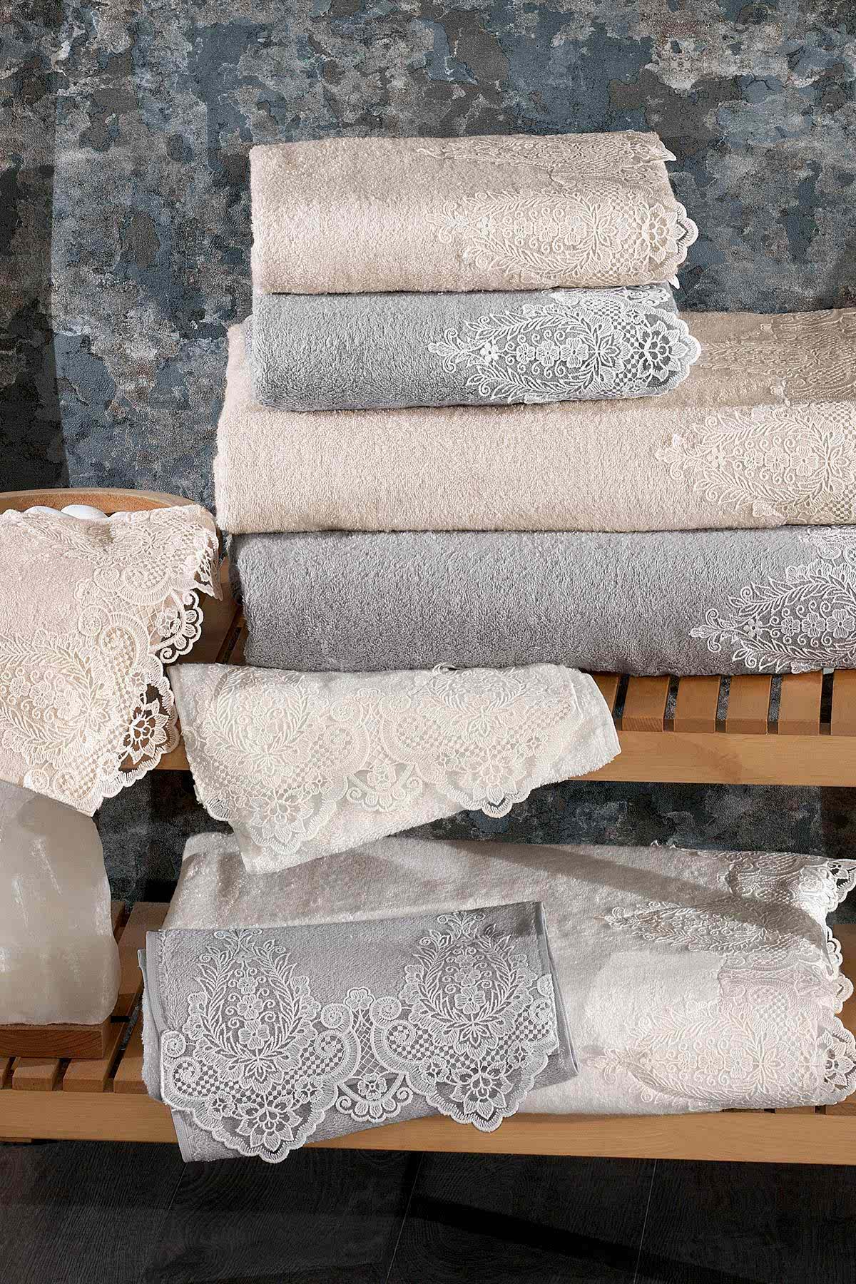 Marry Dantelli Banyo Havlusu (90 x 150 cm) - Nazik Home - Yuvama Değer!