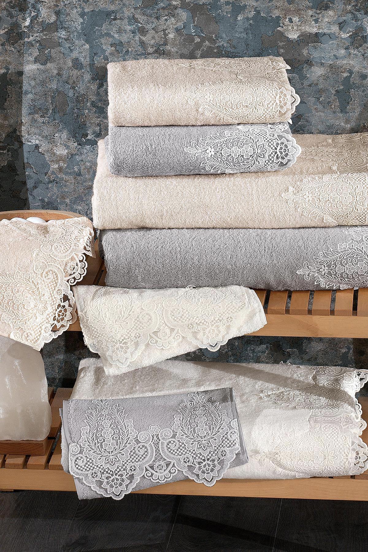 Marry Dantelli Banyo Havlusu (90 x 150 cm) - Nazik Home - Yuvama Değer!