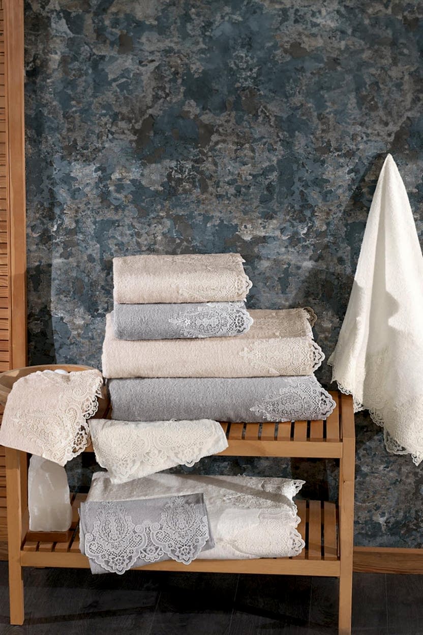 Marry Dantelli Yüz Havlusu (50 x 90 cm) - Nazik Home - Yuvama Değer!