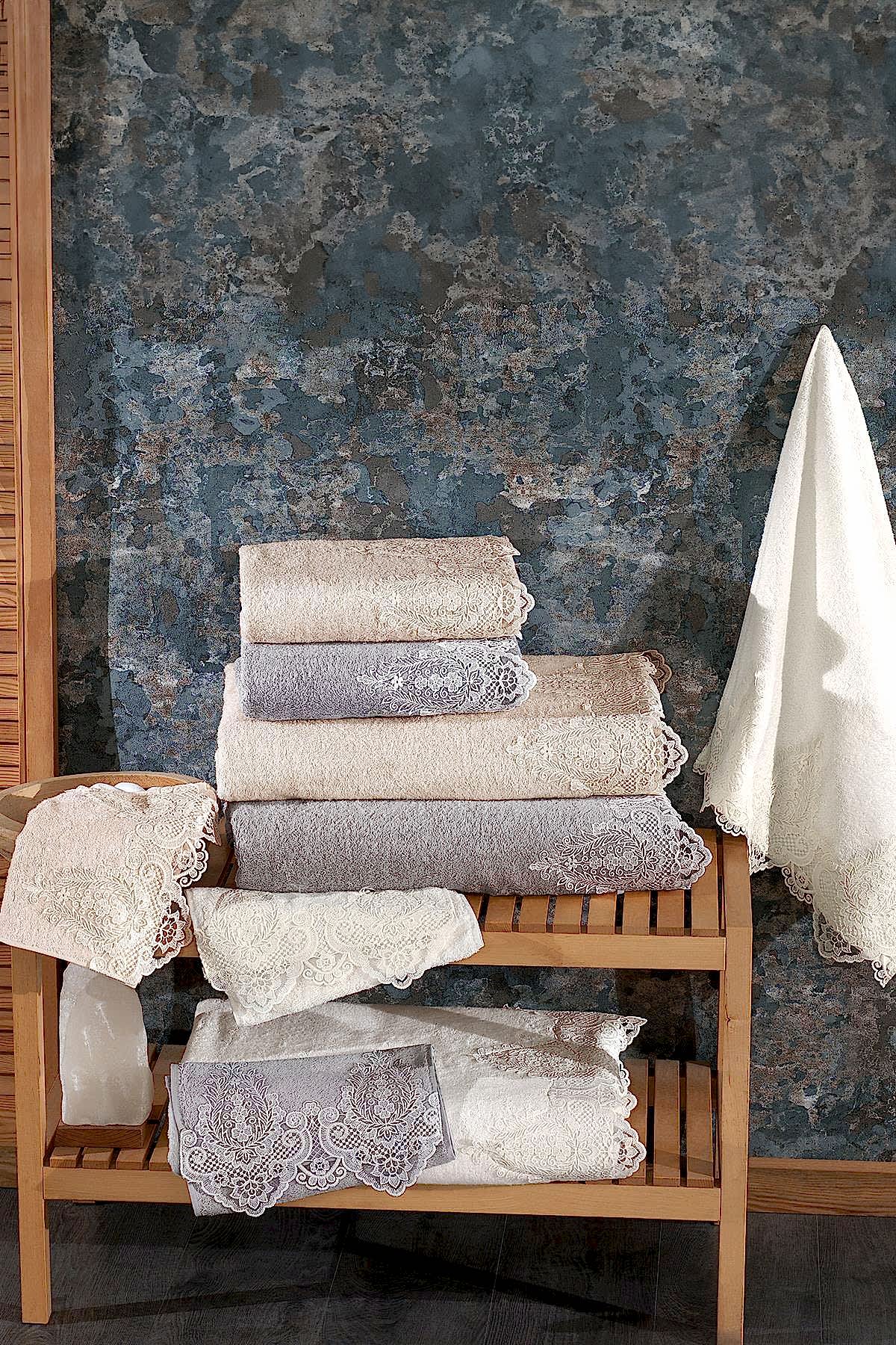 Marry Dantelli Yüz Havlusu (50 x 90 cm) - Nazik Home - Yuvama Değer!