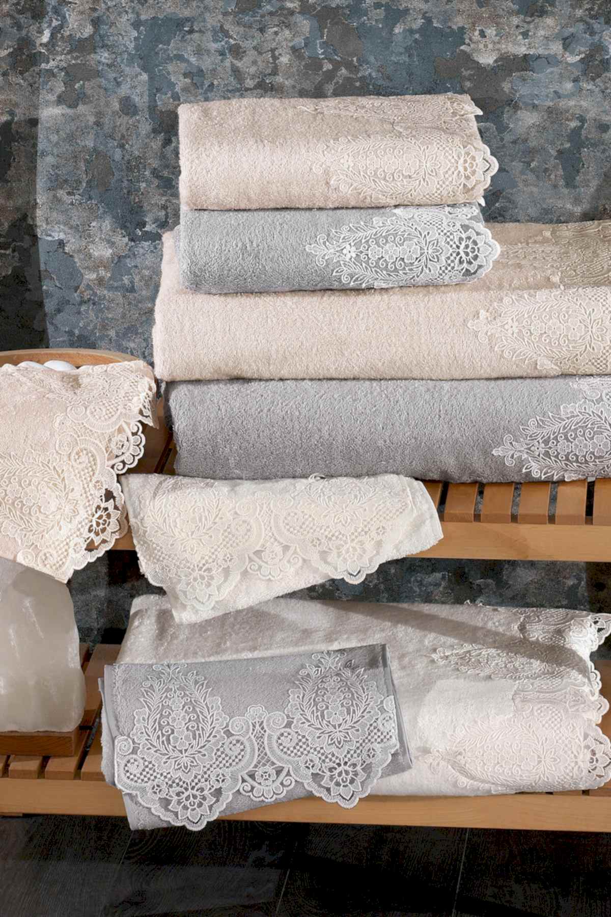 Marry Dantelli Yüz Havlusu (50 x 90 cm) - Nazik Home - Yuvama Değer!