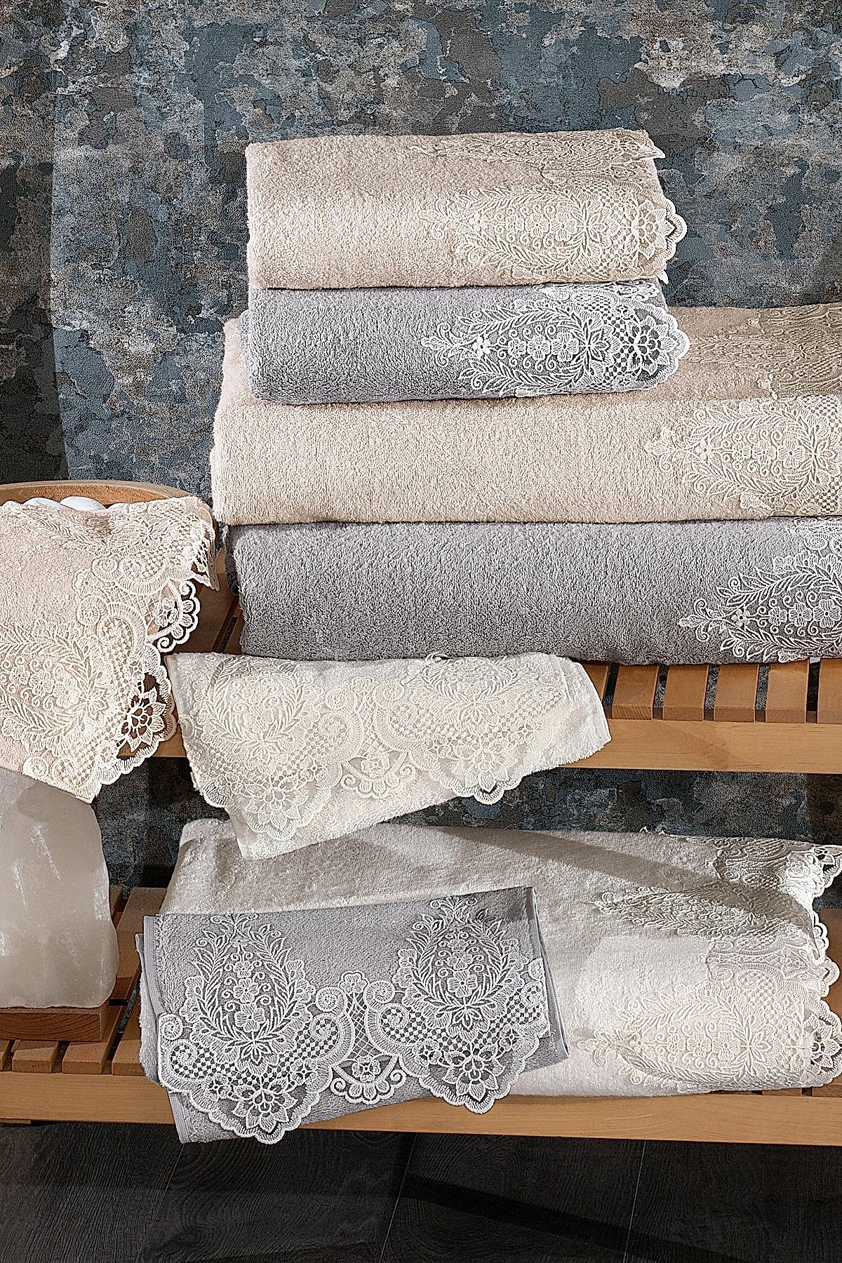 Marry Dantelli Yüz Havlusu (50 x 90 cm) - Nazik Home - Yuvama Değer!