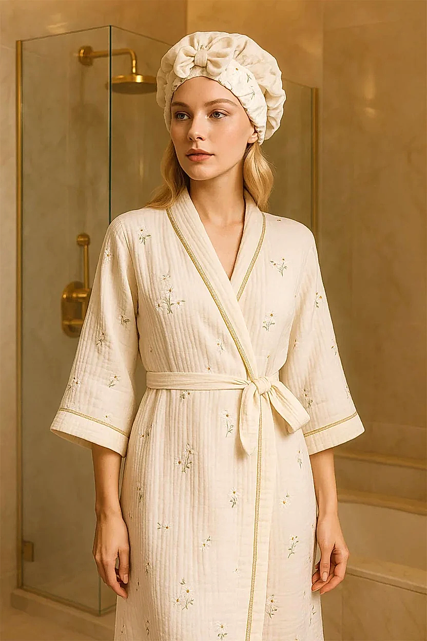 Nadia Kadın Müslin Pamuk Bornoz