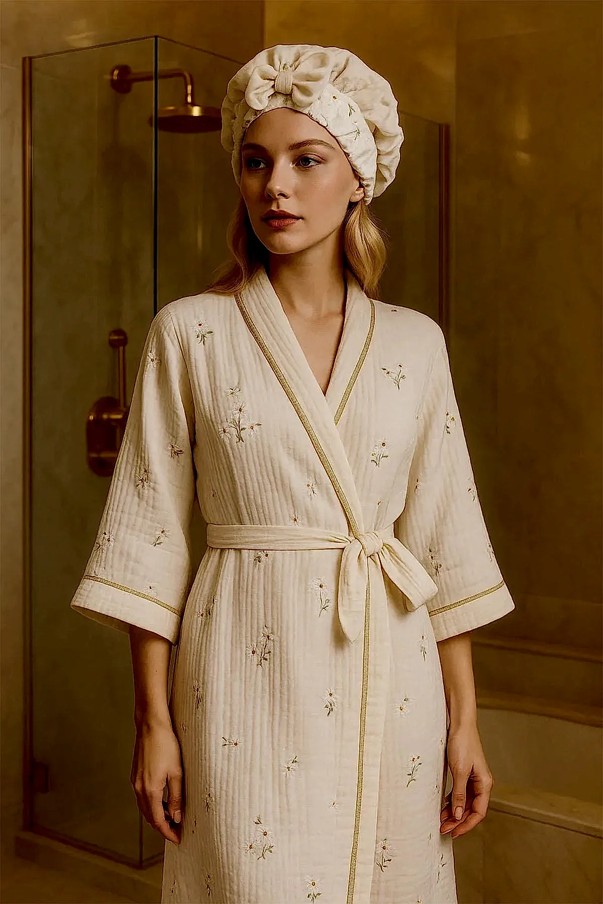 Nadia Kadın Müslin Pamuk Bornoz