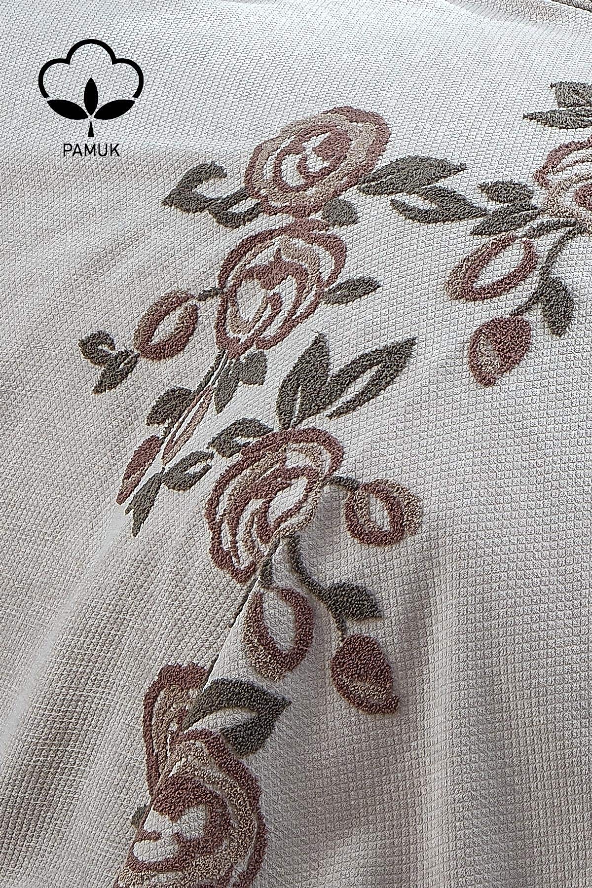 Oasis Çiçek Nakışlı Çift Kişilik 9 Parça Nevresim + Pike Set - Nazik Home - Yuvama Değer!