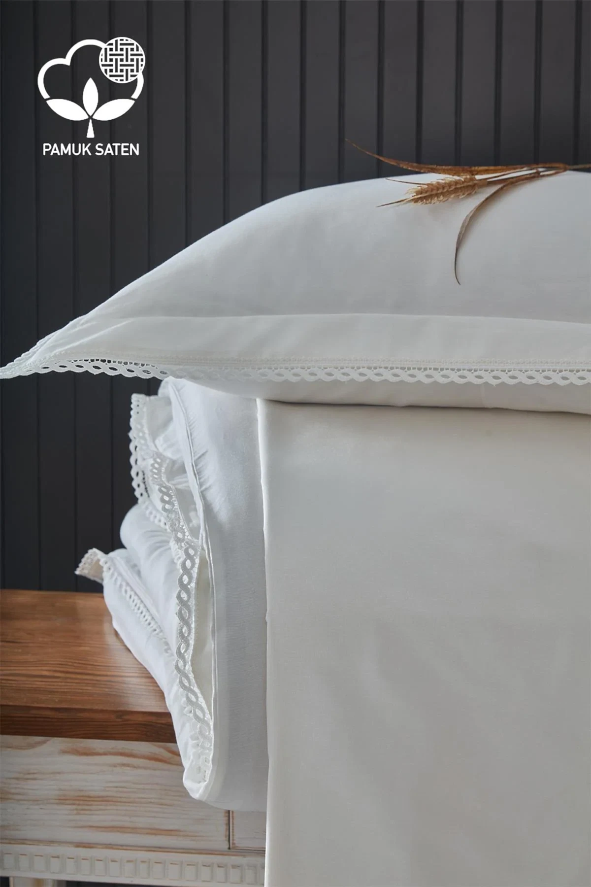 Portie Dantelli Pamuk Saten King Size 6 Parça Nevresim Takımı - Nazik Home - Yuvama Değer!