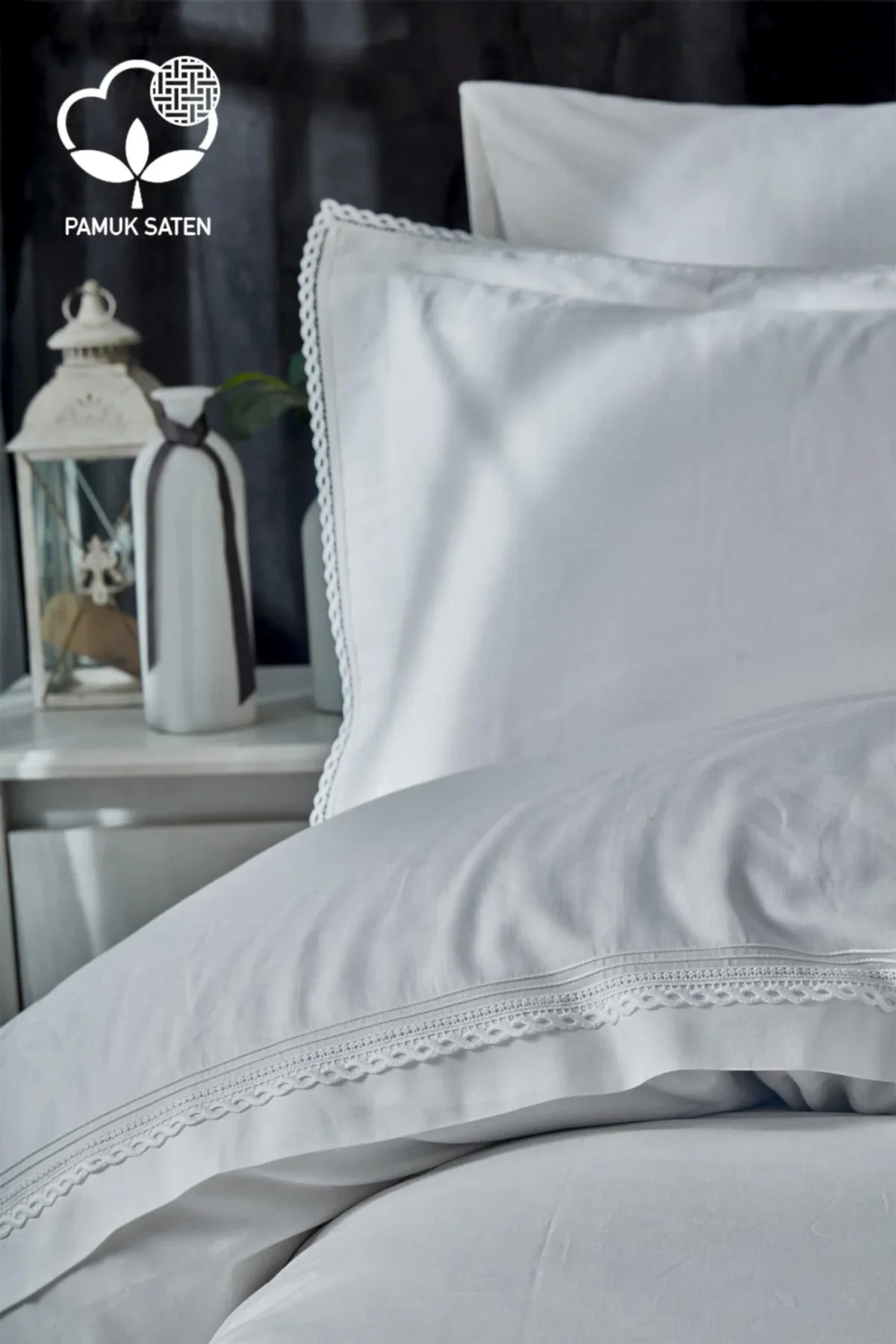 Portie Dantelli Pamuk Saten King Size 6 Parça Nevresim Takımı - Nazik Home - Yuvama Değer!