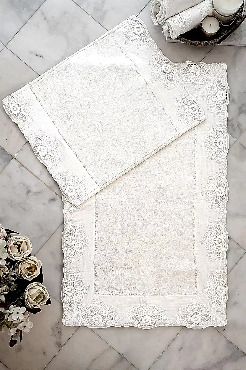 Puerta Çiçek İşlemeli 2'li Paspas Set (60 x 100 cm)