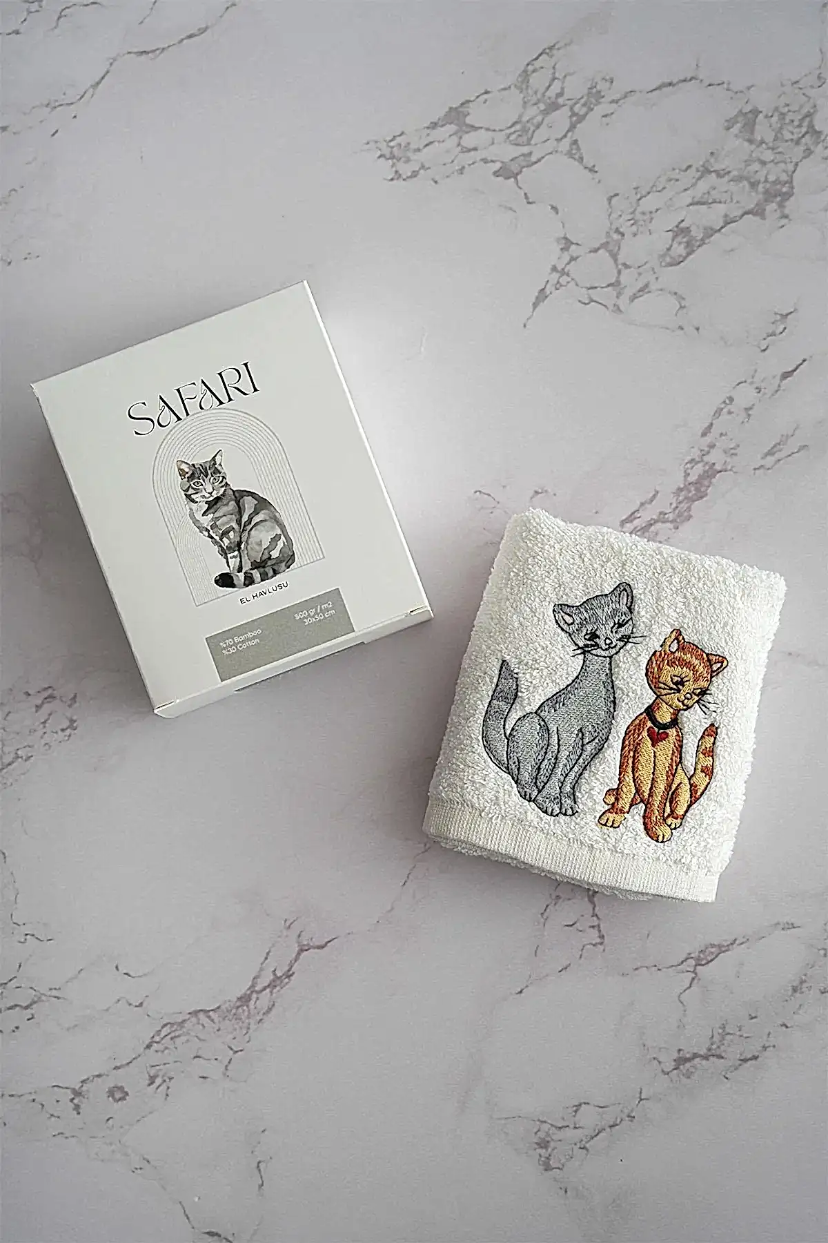 Safari Serisi Hayvan Nakışlı El Havlusu (30 x 50 cm)