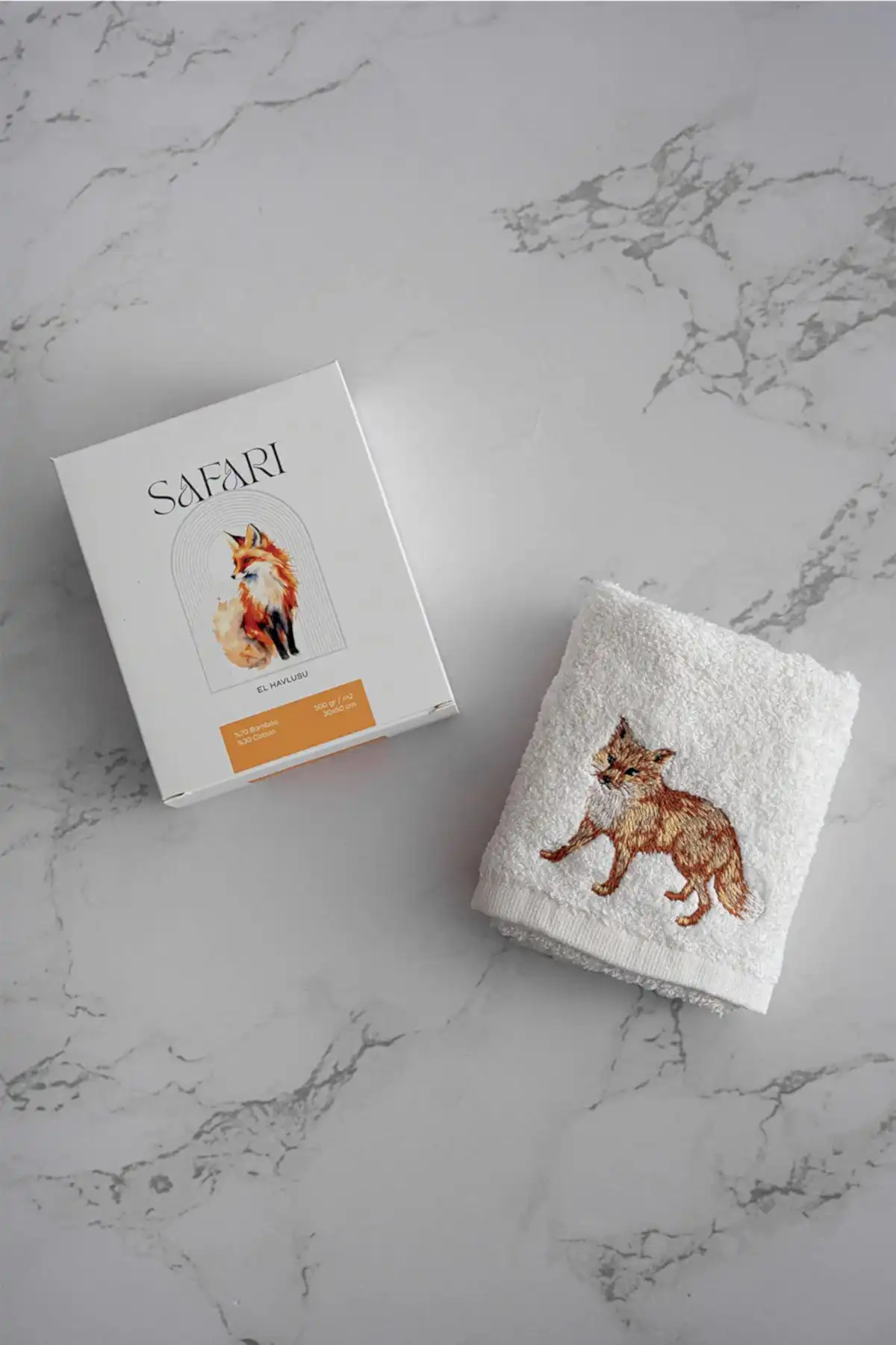 Safari Serisi Hayvan Nakışlı El Havlusu (30 x 50 cm)